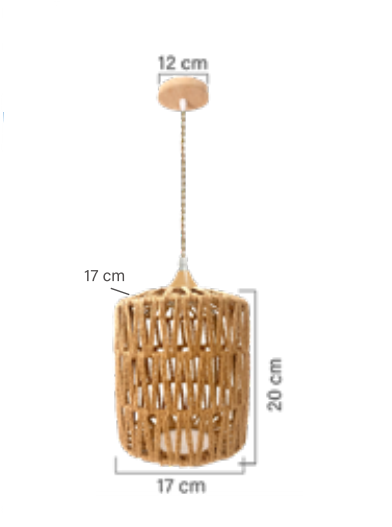 Medidas do Lúminaria Pendente Rattan de Palha Nova Guine Detalhes